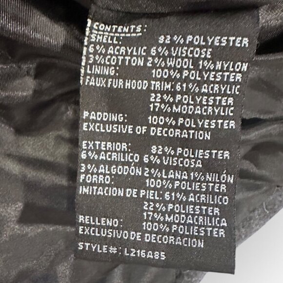 London Fog Jacket Faux Fur Hood Gray Coat Alpine Swiss Parka Size Girls Large 14 - Picture 8 of 16